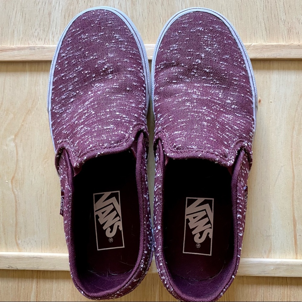Vans Asher slip ons Burgandy Purple Red textured women’s size 5